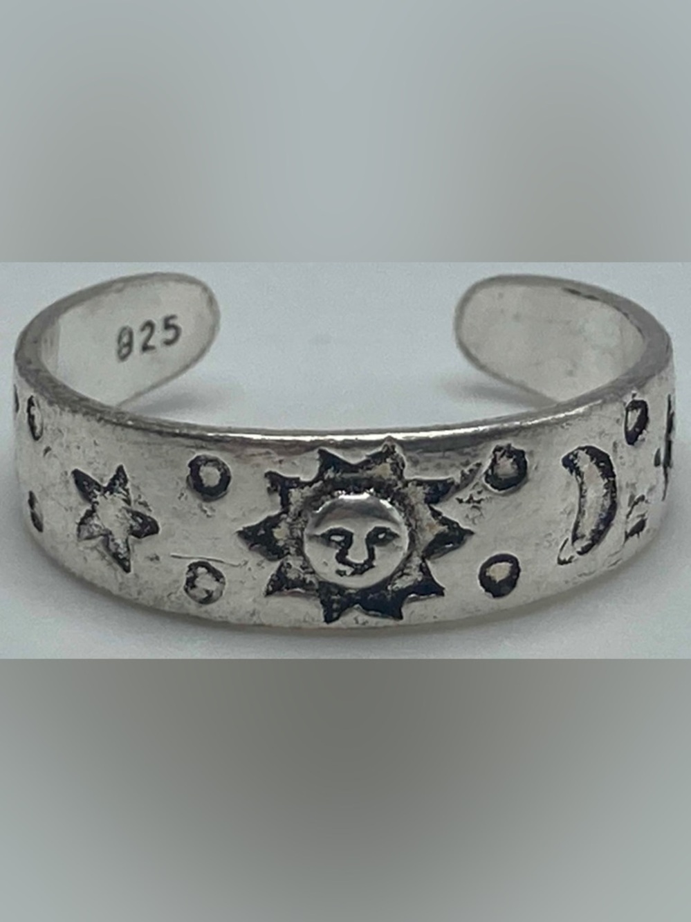81st Generation Sun Moon Stars Sterling Silver Adjustable Toe Ring 1.7G